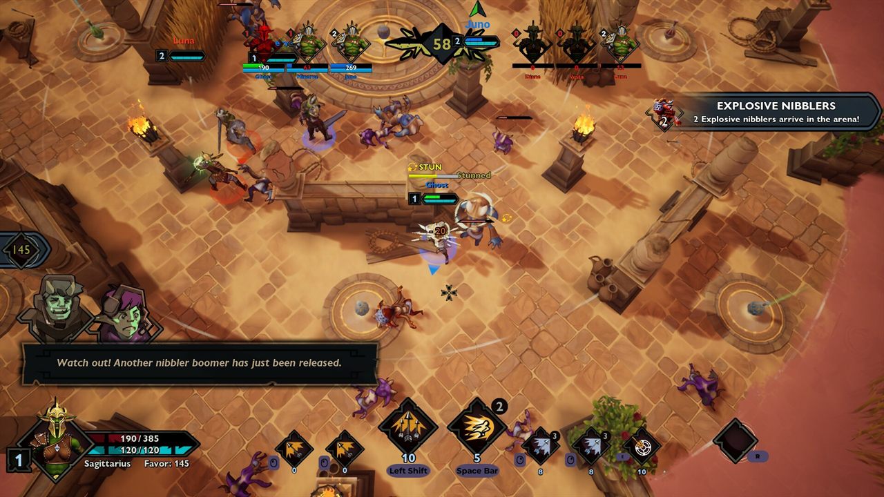 Explosive nibblers released into the arena during a team fight